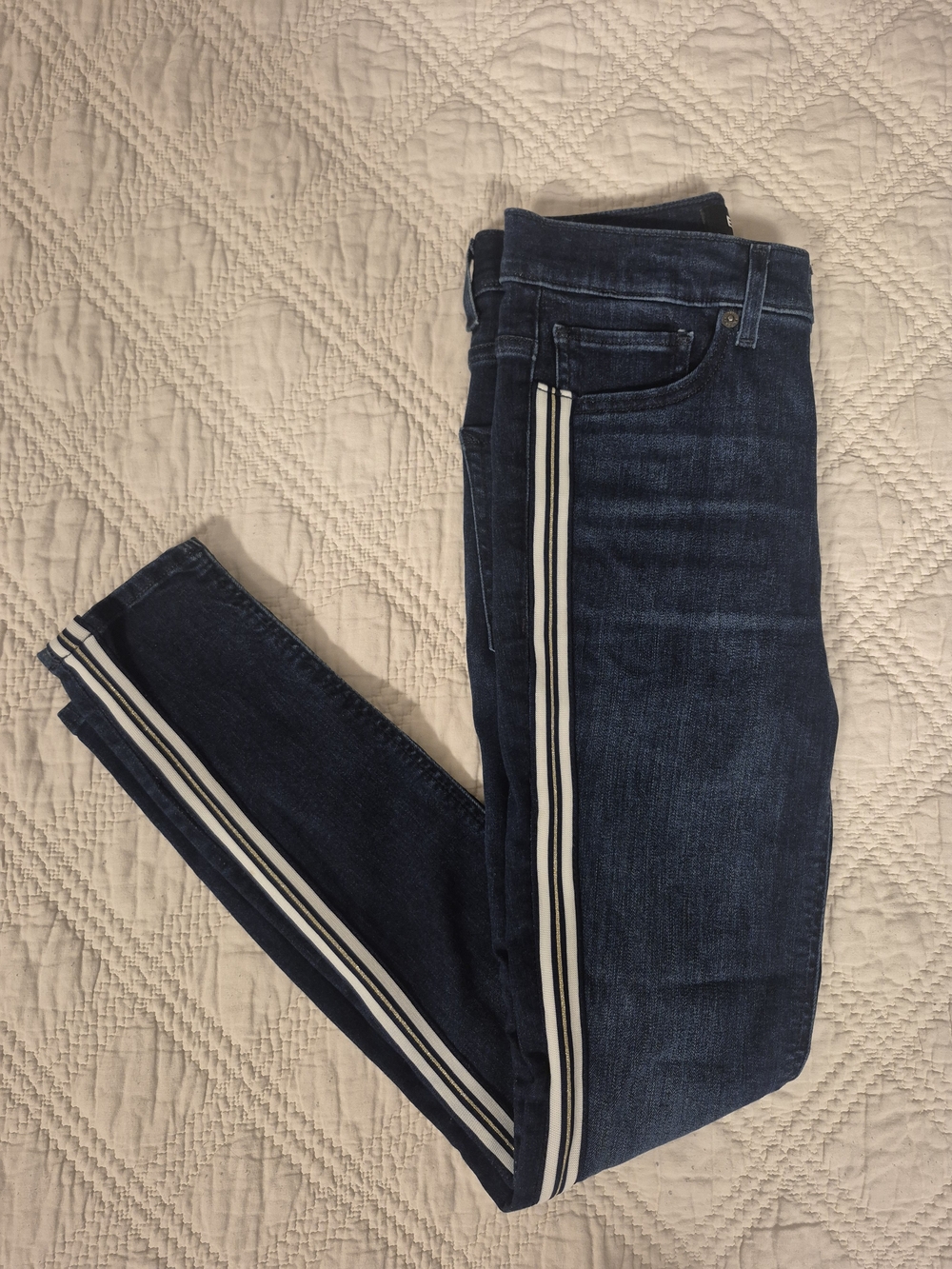 Express High Rise Side Stripe Skinny Ankle Jeans 4R NWOT
